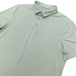 Lululemon Evolution Polo Shirt Mens Medium Sage Green Short Sleeve Striped Golf